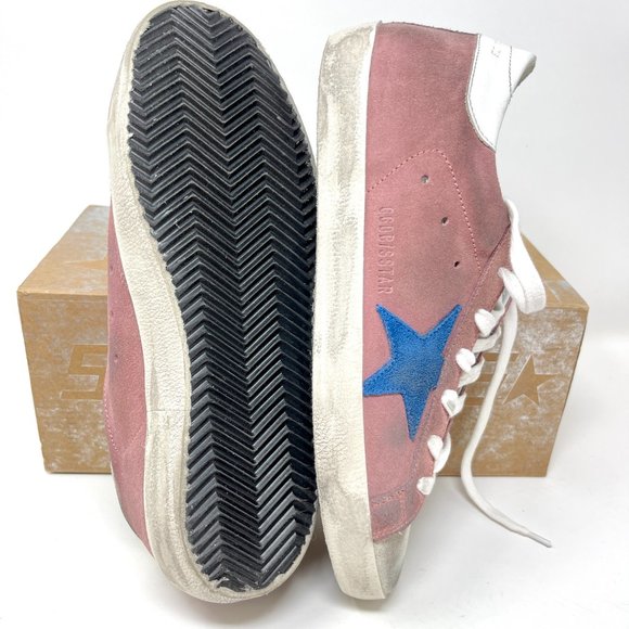 Golden Goose Superstar Sneakers Pink Suede Blue Star Size 39 US 9 - Picture 10 of 10